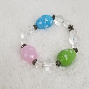 Glass bead Easter stretch bracelet